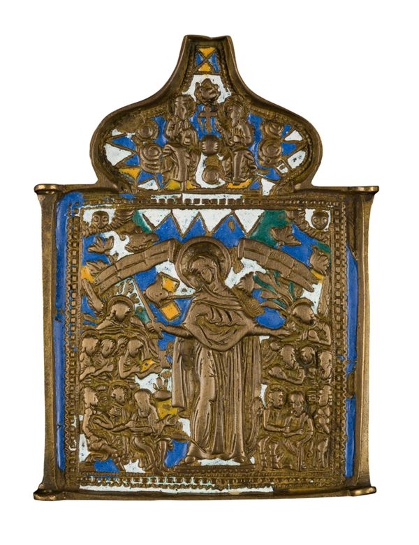Leaf of a triptych depicting the Mother of Consolation.