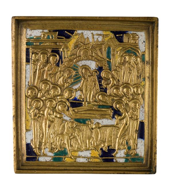 Travel icon depicting the Dormition of the Virgin