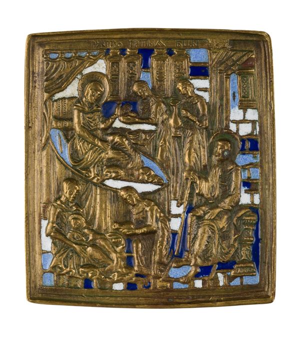 Icona da viaggio raffigurante la Natività della Vergine