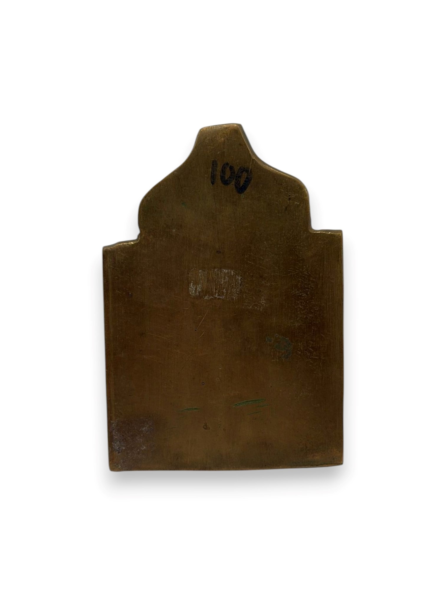 Icona da viaggio raffigurante la Decollazione di San Giovanni Battista, fusione in bronzo e smalt...