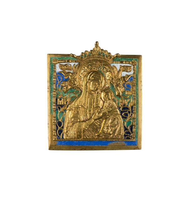 Travel icon depicting the Hodegetria with the symbols of the Passion