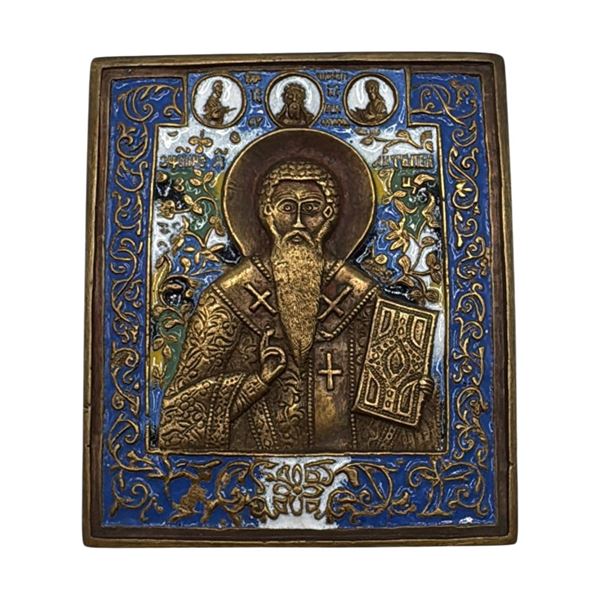 Travel icon depicting Saint Antipas and the Deesis