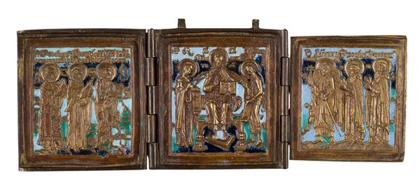 Travel triptych depicting the expanded Deesis
