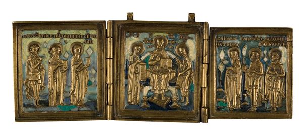Travel triptych depicting the expanded Deesis