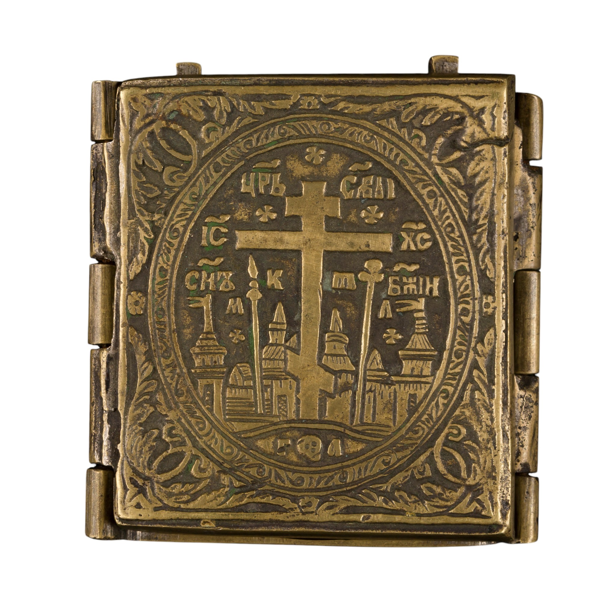 Trittico da viaggio raffigurante la Deesis, fusione in bronzo e smalti policromi (XIX secolo)
