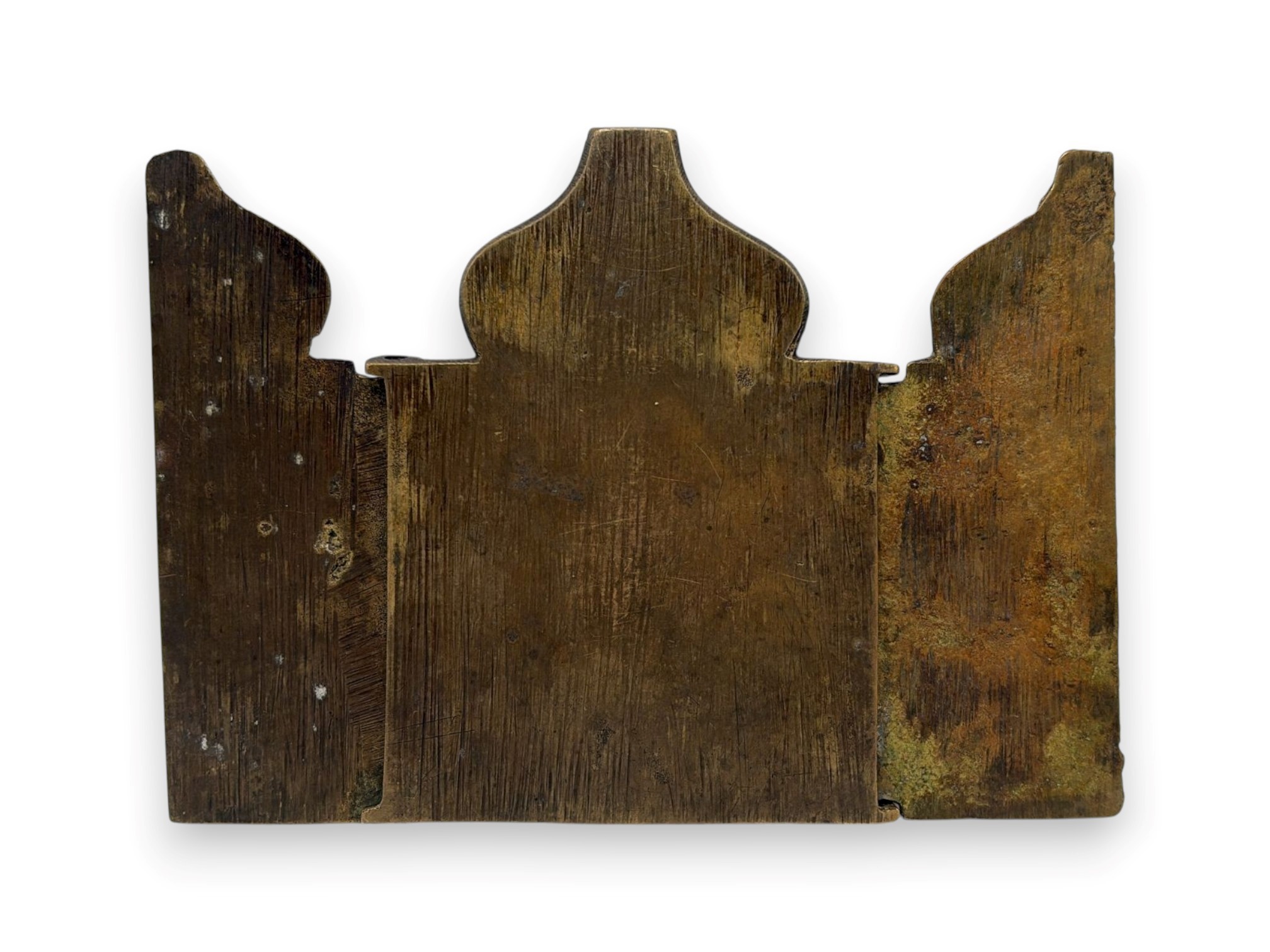 Trittico da viaggio con Odighitria e simboli della Passione, fusione in bronzo e smalti policromi...