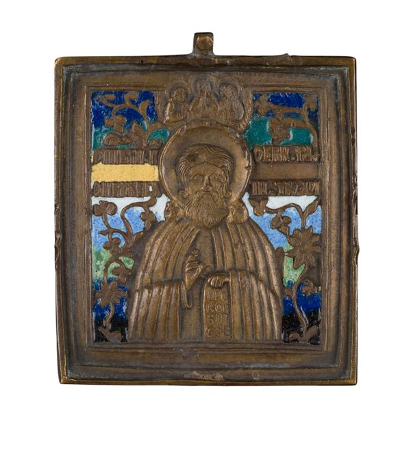 Icona da viaggio raffigurante San Sergio di Radonez