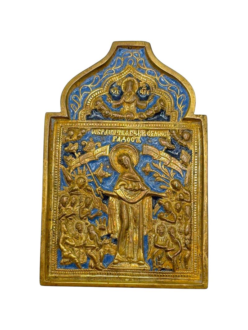 Madre della Consolazione, icona da viaggio in fusione di bronzo con smalti policromi