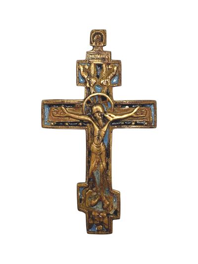 Crocifissione, Croce pettorale a otto punte in bronzo con smalti policromi, XIX secolo