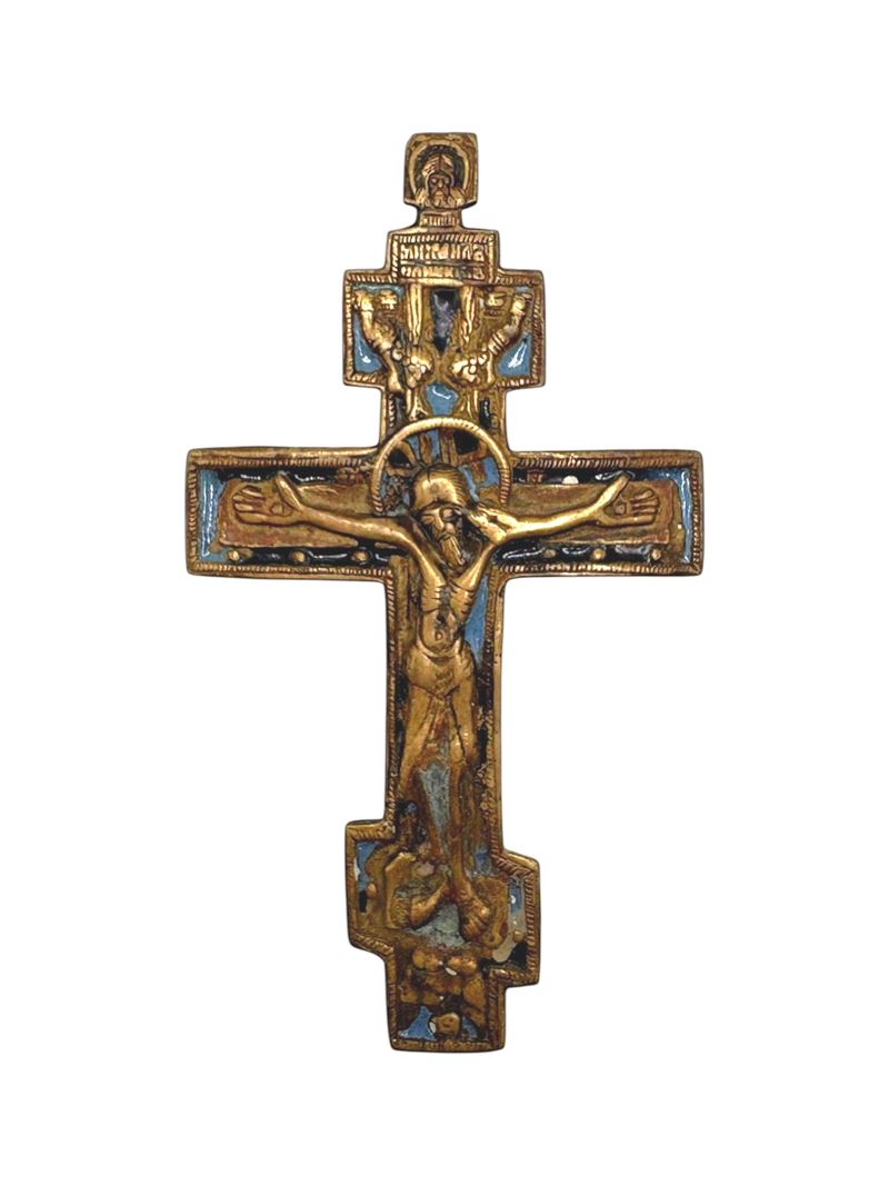 Crocifissione, Croce pettorale a otto punte in bronzo con smalti policromi, XIX secolo