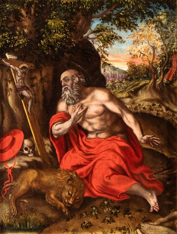 Artista fiammingo, inizio XVII secolo - Penitent Saint Jerome