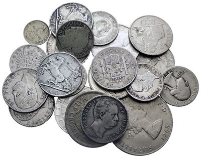 Estere. Lotto Multiplo di Monete Varie Italiane ed Estere in Ag. Anni, Titoli e Pesi Vari. Peso T...