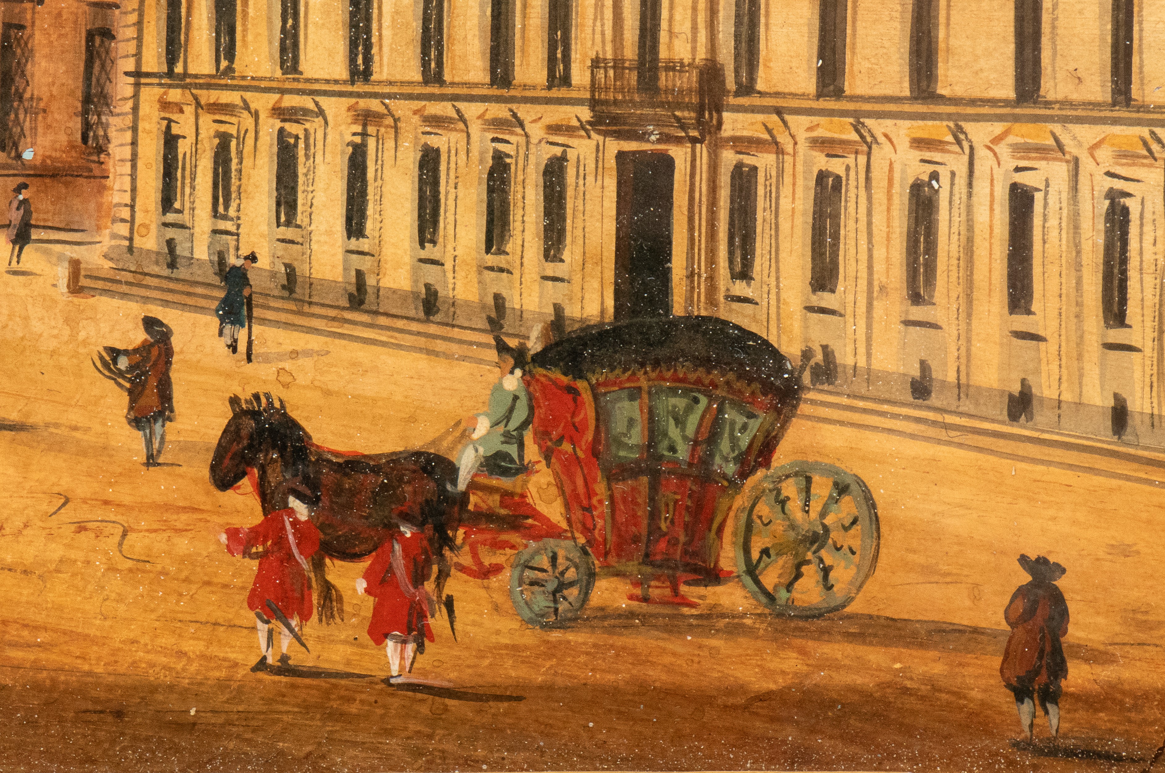 Artista Attivo a Roma, XVIII Secolo - Vedute di piazza Colonna e di Montecitorio, due dipinti su ...
