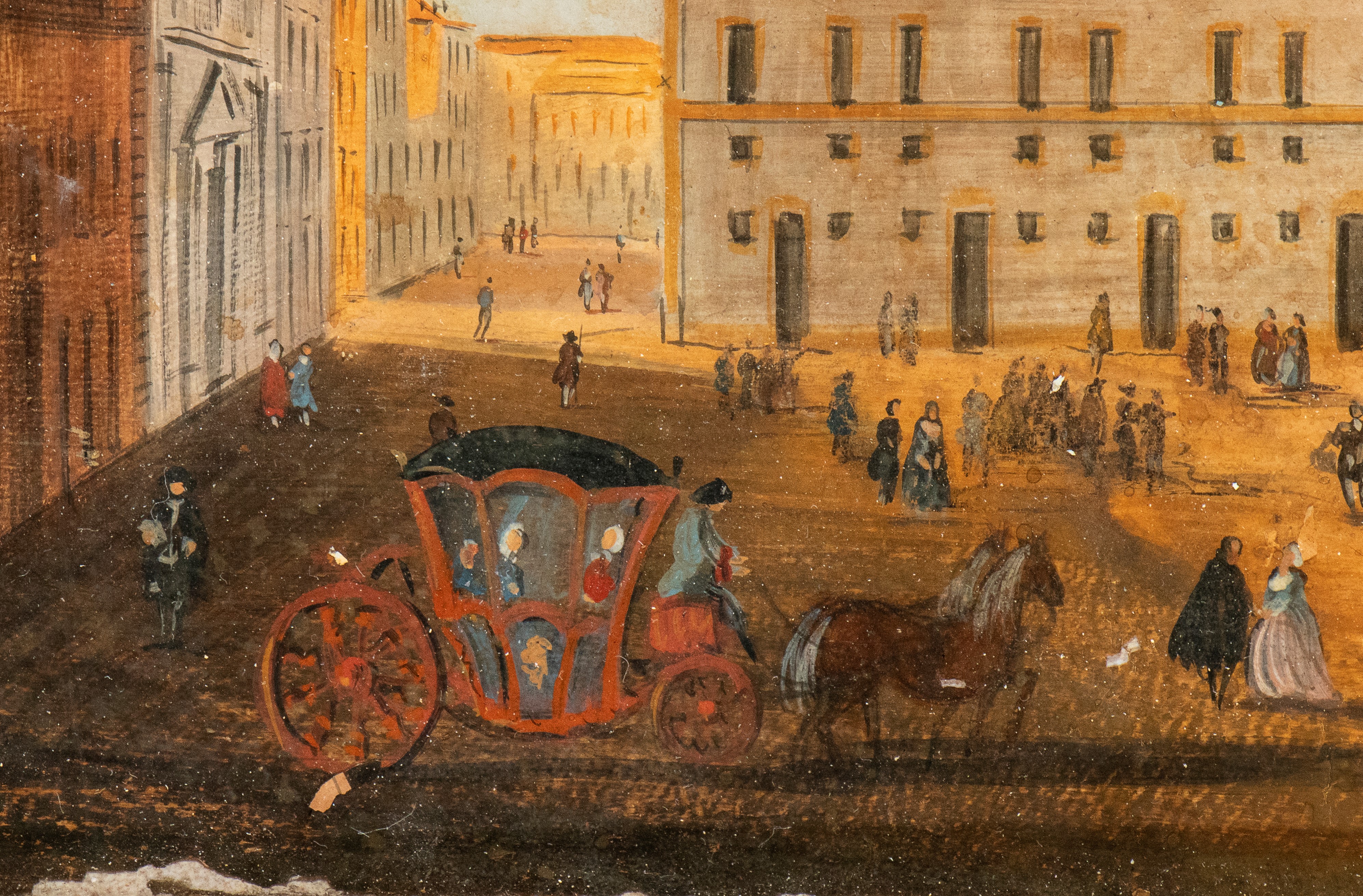 Artista Attivo a Roma, XVIII Secolo - Vedute di piazza Colonna e di Montecitorio, due dipinti su ...