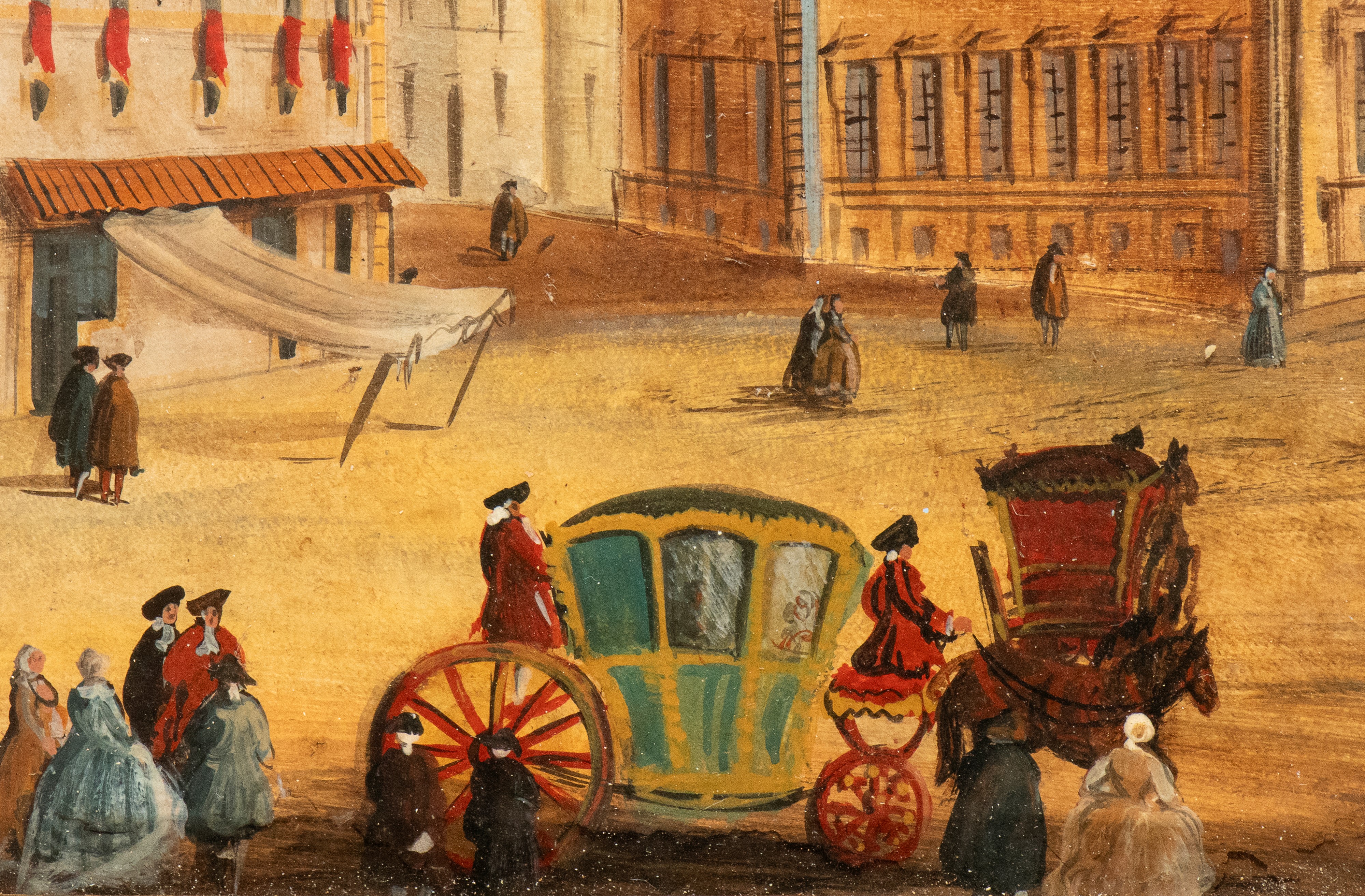 Artista Attivo a Roma, XVIII Secolo - Vedute di piazza Colonna e di Montecitorio, due dipinti su ...