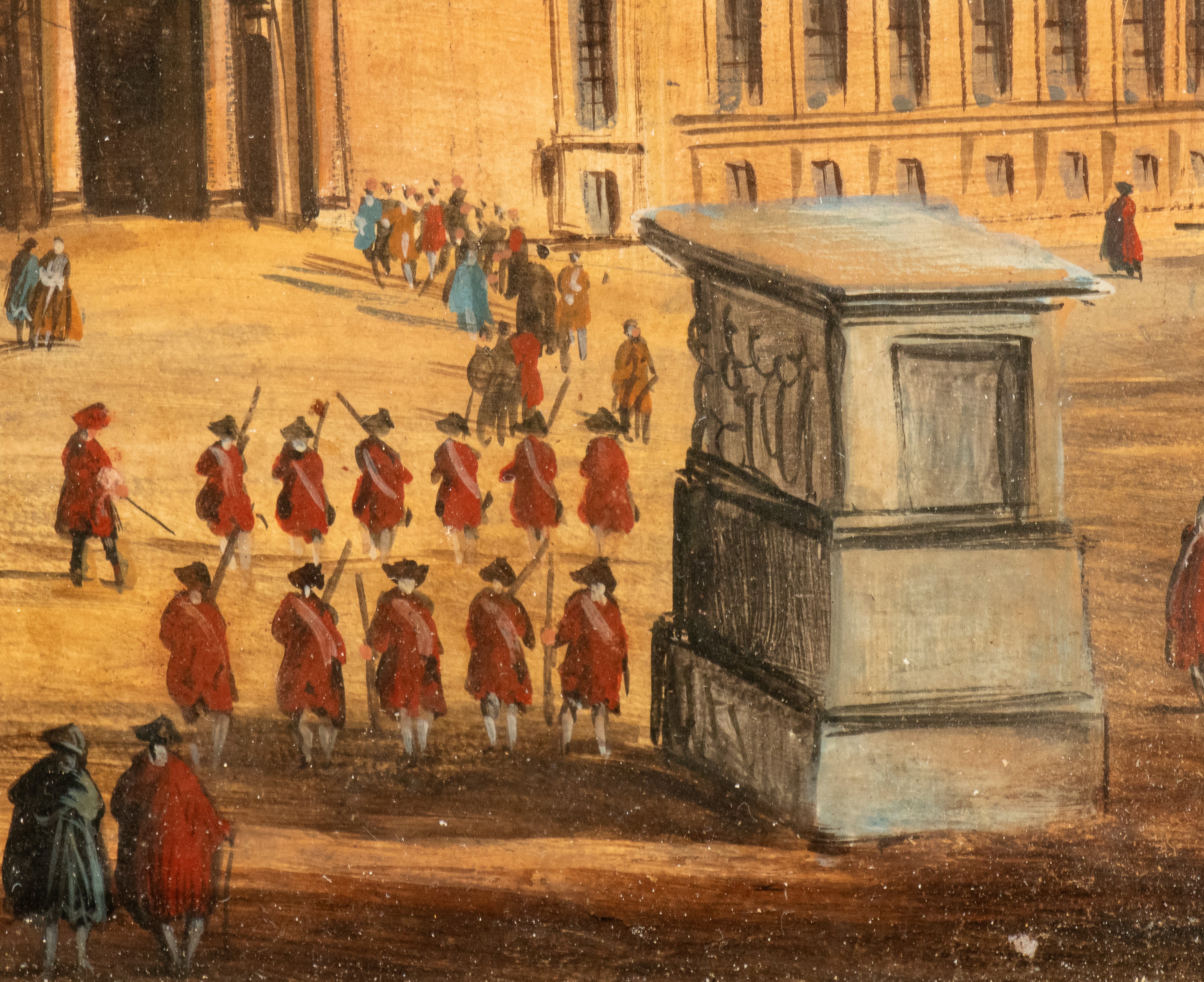 Artista Attivo a Roma, XVIII Secolo - Vedute di piazza Colonna e di Montecitorio, due dipinti su ...