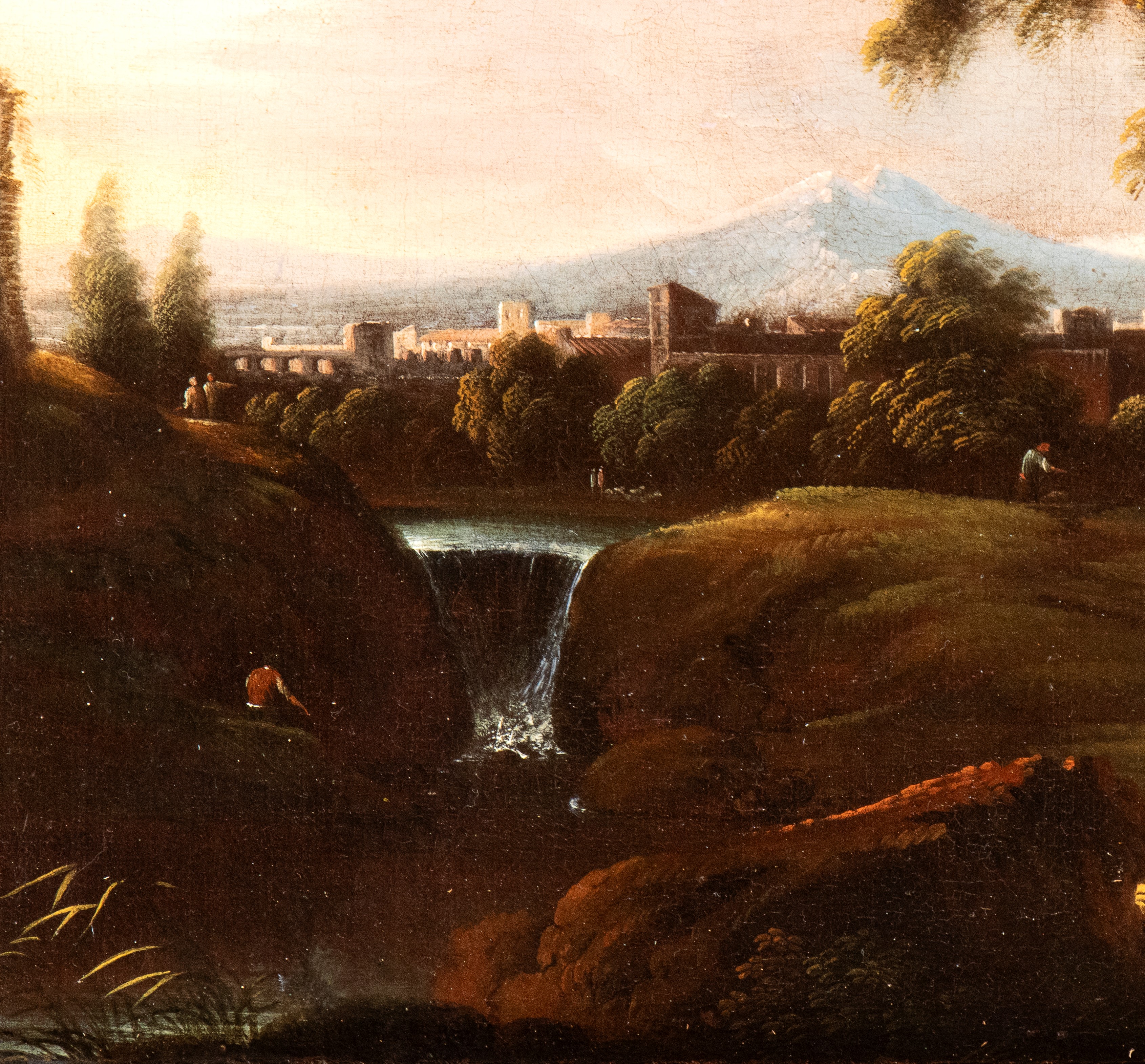 a) Paesaggio costiero con figure, armenti e torretta; b) Paesaggio con fontanile, corso d'acqua, ...
