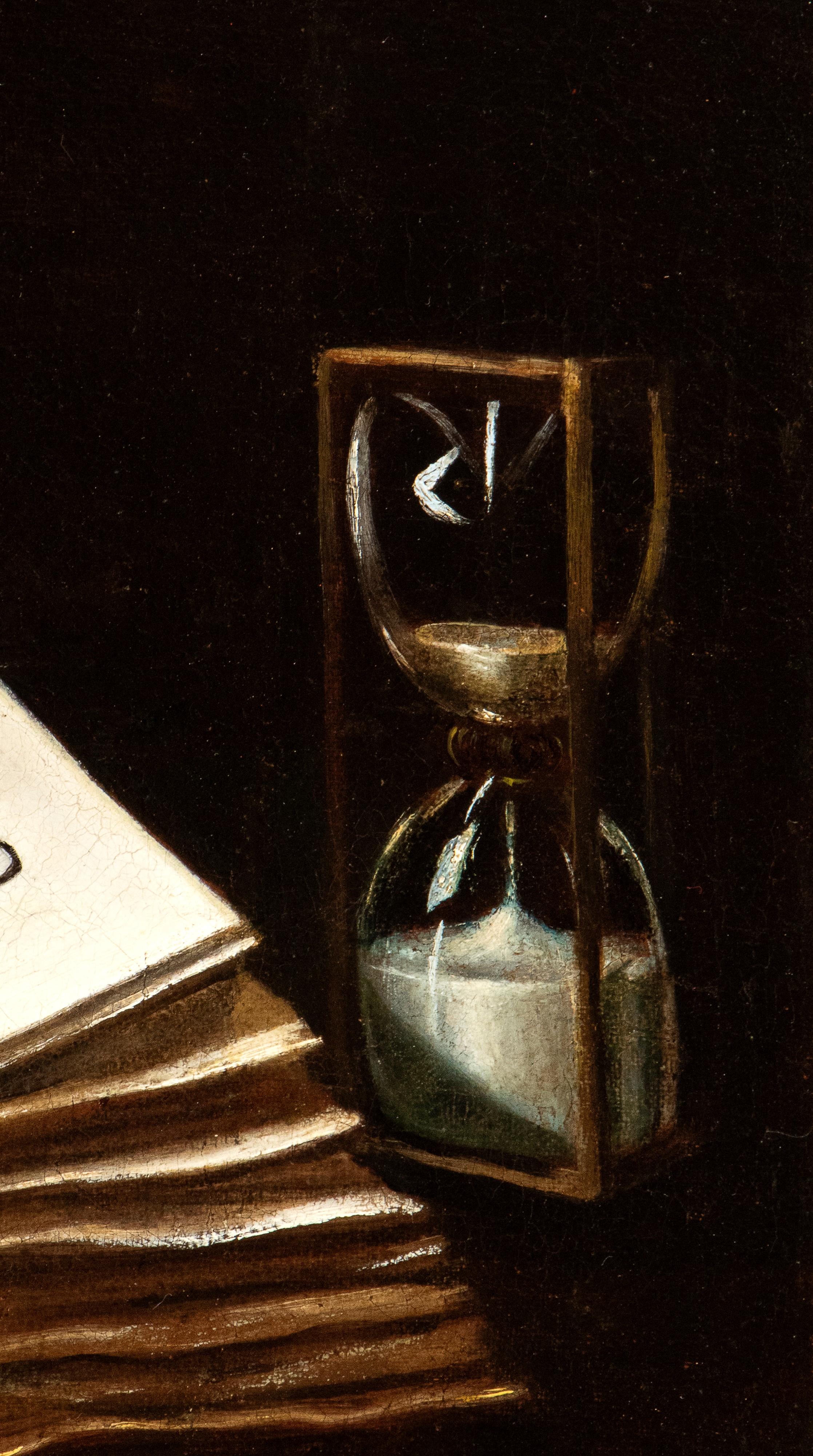 Vanitas con teschio, libri e clessidra