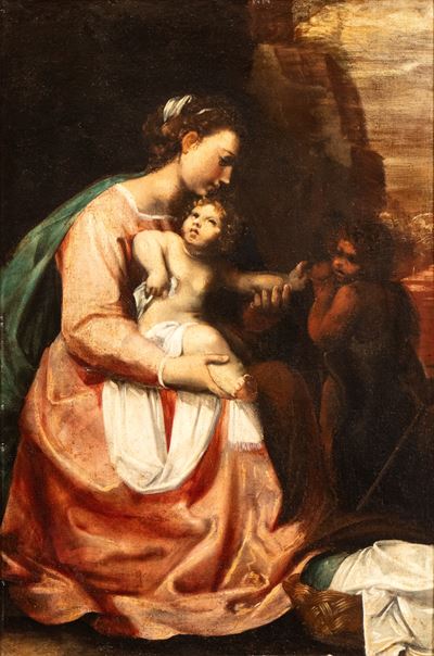 Madonna con Bambino e San Giovannino, olio su tela