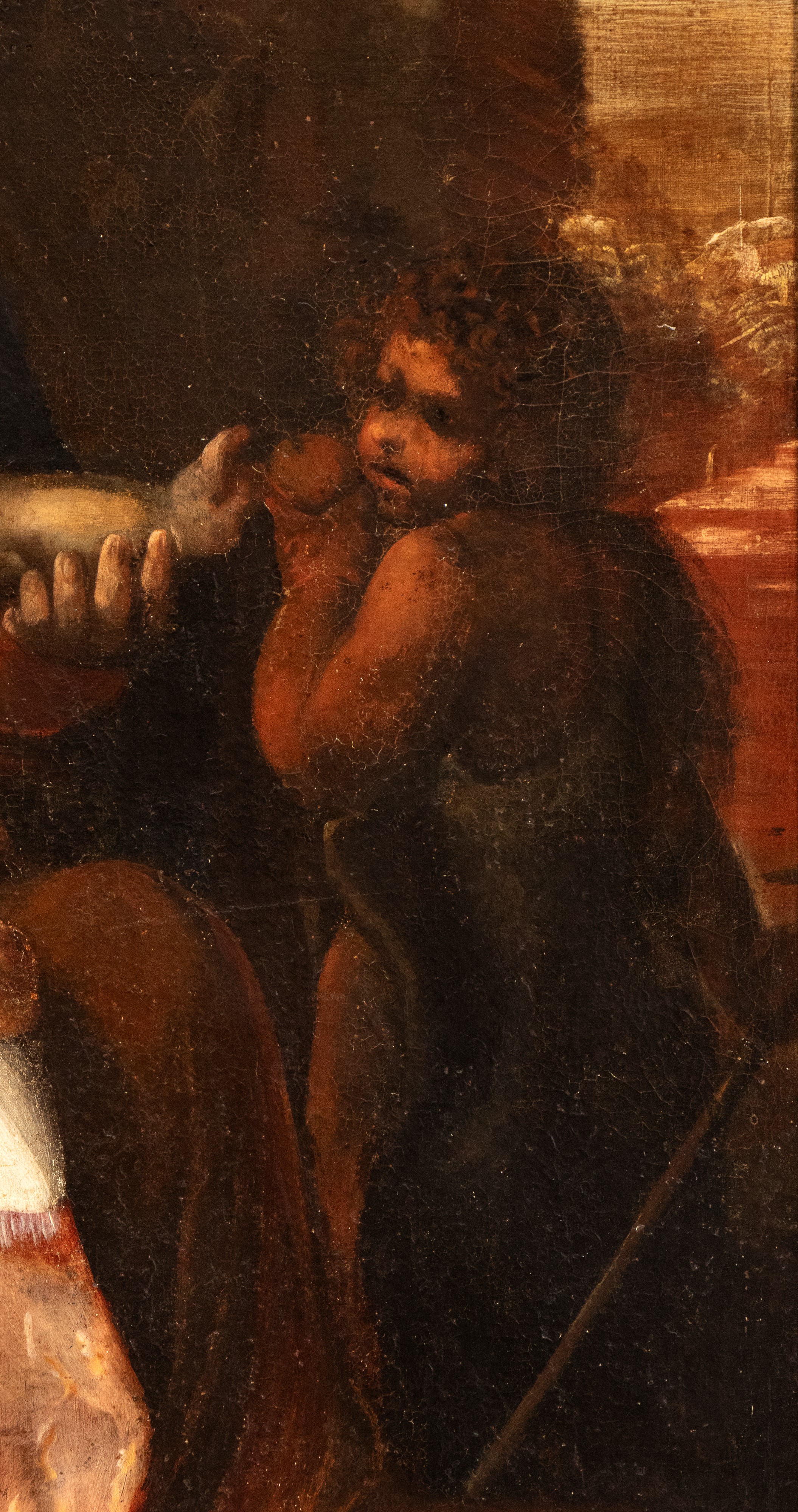 Artista Attivo a Roma, XVII Secolo - Madonna con Bambino e San Giovannino, olio su tela
