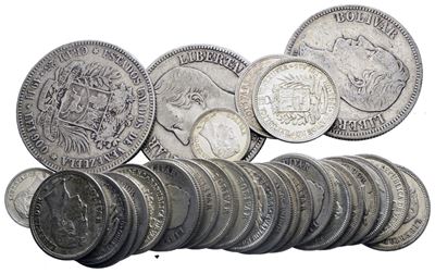 Venezuela. Lotto Misto di Bolívares. Ag. 200.45gr.