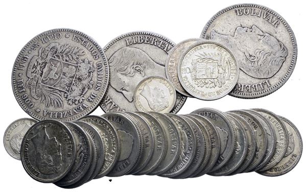 VENEZUELA. LOTTO MISTO DI BOLÍVARES. Ag. 200.45gr.