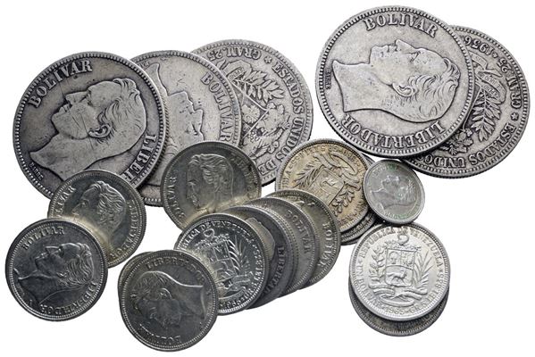 VENEZUELA. LOTTO MISTO DI BOLÍVARES. Ag. 200,22gr.