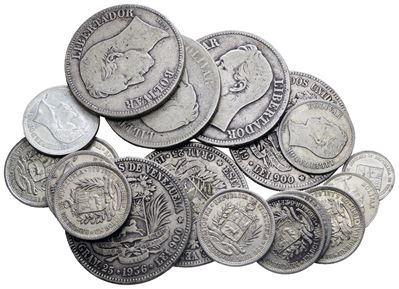 Venezuela. Lotto Misto di Bolívares. Ag. 200,56gr.