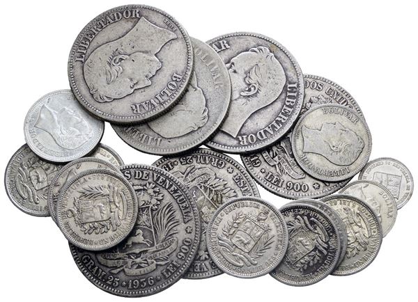 VENEZUELA. LOTTO MISTO DI BOLÍVARES. Ag. 200,56gr.