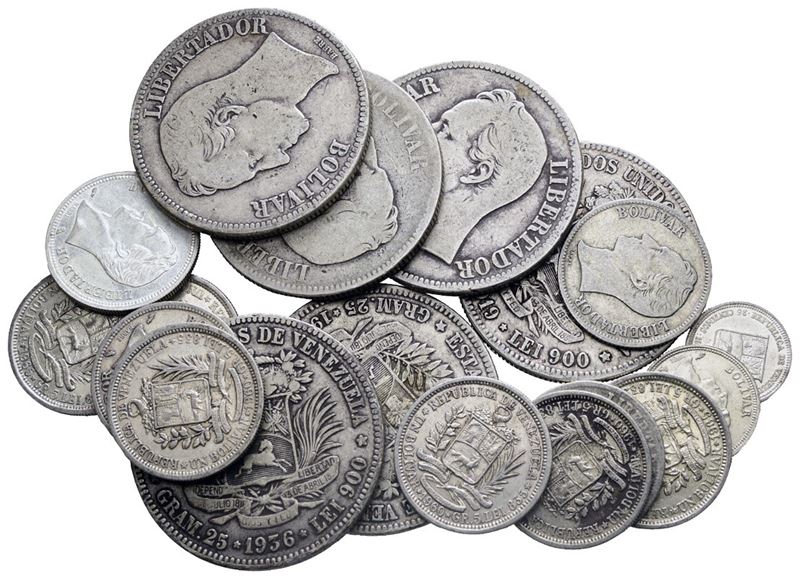 Venezuela. Lotto Misto di Bolívares. Ag. 200,56gr.