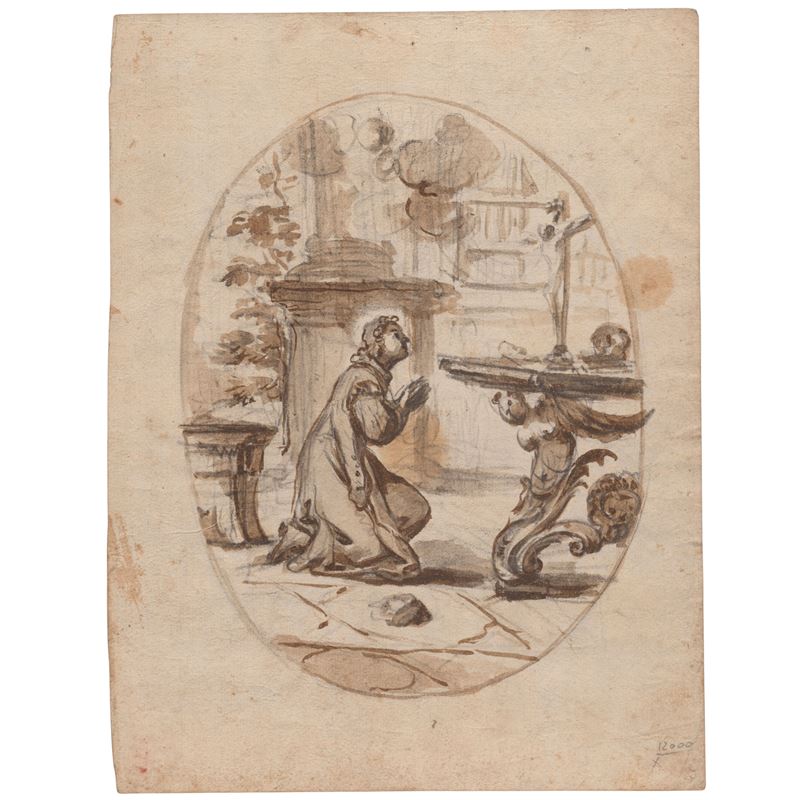Paolo Gerolamo Piola - Studio per un ovale con santo in preghiera