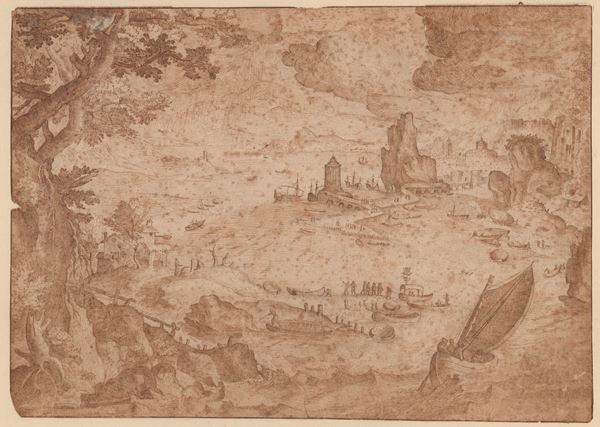 Paesaggio con barche, porto e albero, da Paul Bril | Mercurio uccide Argo, da Hendrick Goltzius