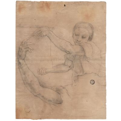 Inizi XIX secolo, Studio per una figura femminile che stende un rotolo di carta
