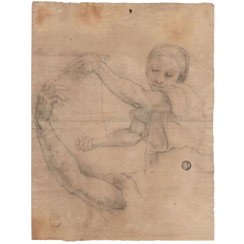 Studio per una Figura Femminile che Stende un Rotolo di Carta
