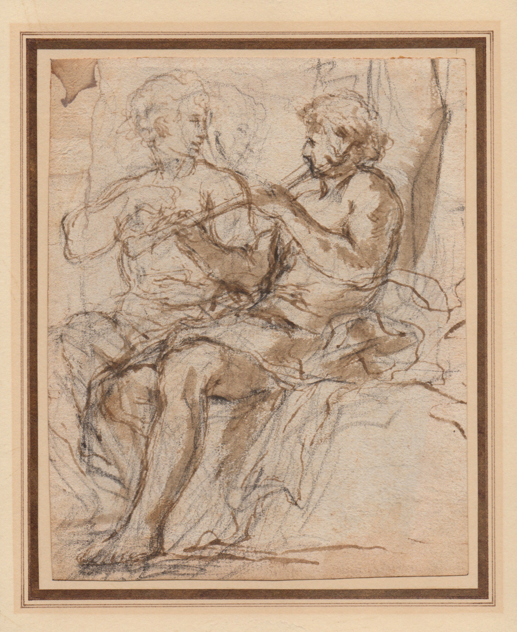 Pier Francesco Mola - Studio con due figure, una con flauto