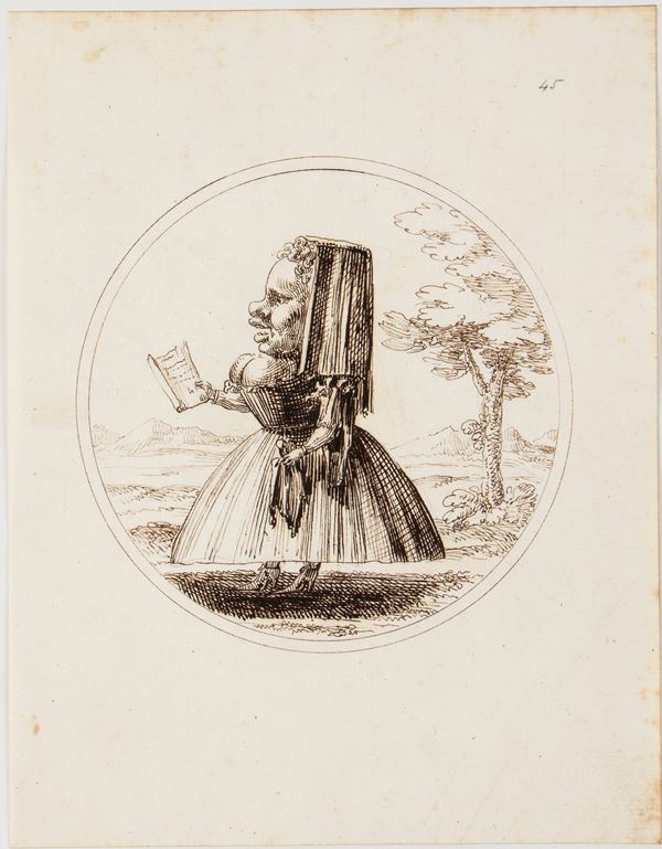 Caricatura con una donna che legge
