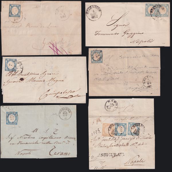 Neapolitan Province - CANCELLATIONS, Set of 9 postal items