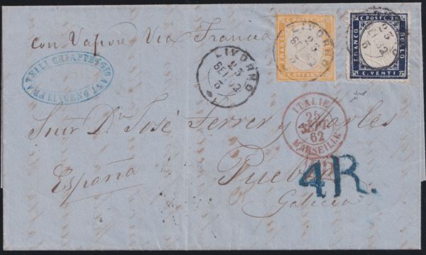 Kingdom - Mixed postage Kingdom/Sardinia IV issue.
