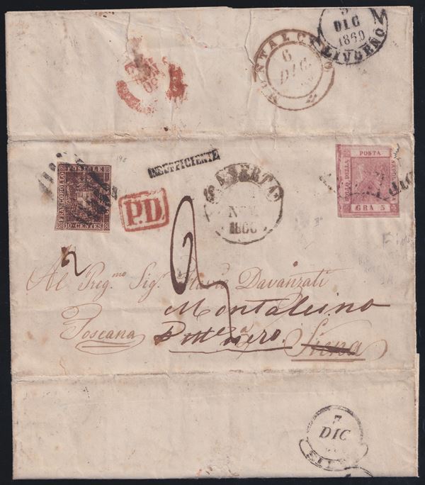 Naples - Postal History, Very Rare Mixed Naples/Tuscany GP Postage Stamp