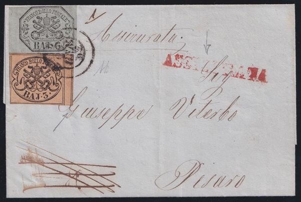 Pontifical - Insured envelope from Rome to Pesaro