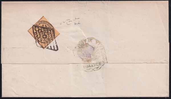 Pontifical - Postal History, 3-bay straw yellow