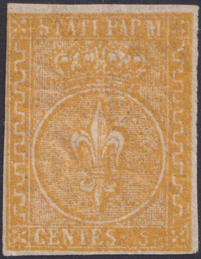 Bottacchi, Parma – II emissione, 5 centesimi giallo (n. 6) nuovo con gomma