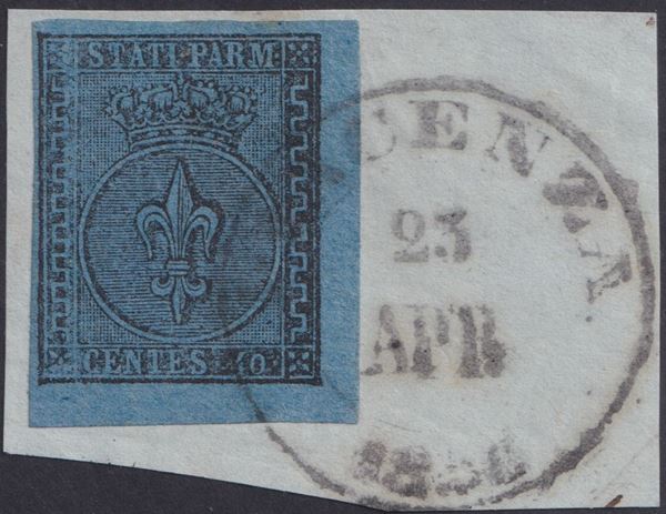 Parma - I emissione, 40 cent. angolo di foglio, qualità Lusso.