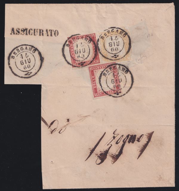 Sardinia - IV issue, 80 cents pale yellow ochre + 40 cents carmine red