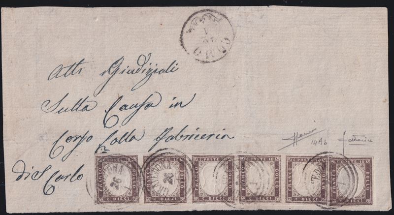 Gravedona, cartolina postale con affrancatura Sardegna – IV emissione, 10 centesimi bruno violace...