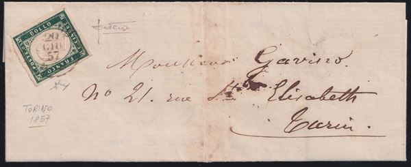 Sardinia - Postal History, 5 cents. Isolated Myrtle Green.