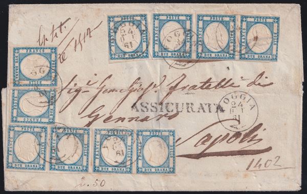 Neapolitan Province - Postal History, rare multiple postage 2gr. x 10