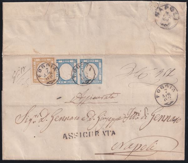 Neapolitan Province - Postal History, Insured Letter 10gr. + 2gr x2
