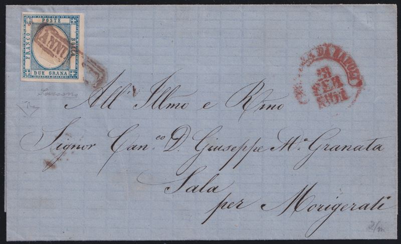 Regno d’Italia, Prov. Napoletane: annullato in cartella “ANNULLATO” rosso bruno (pt.12)