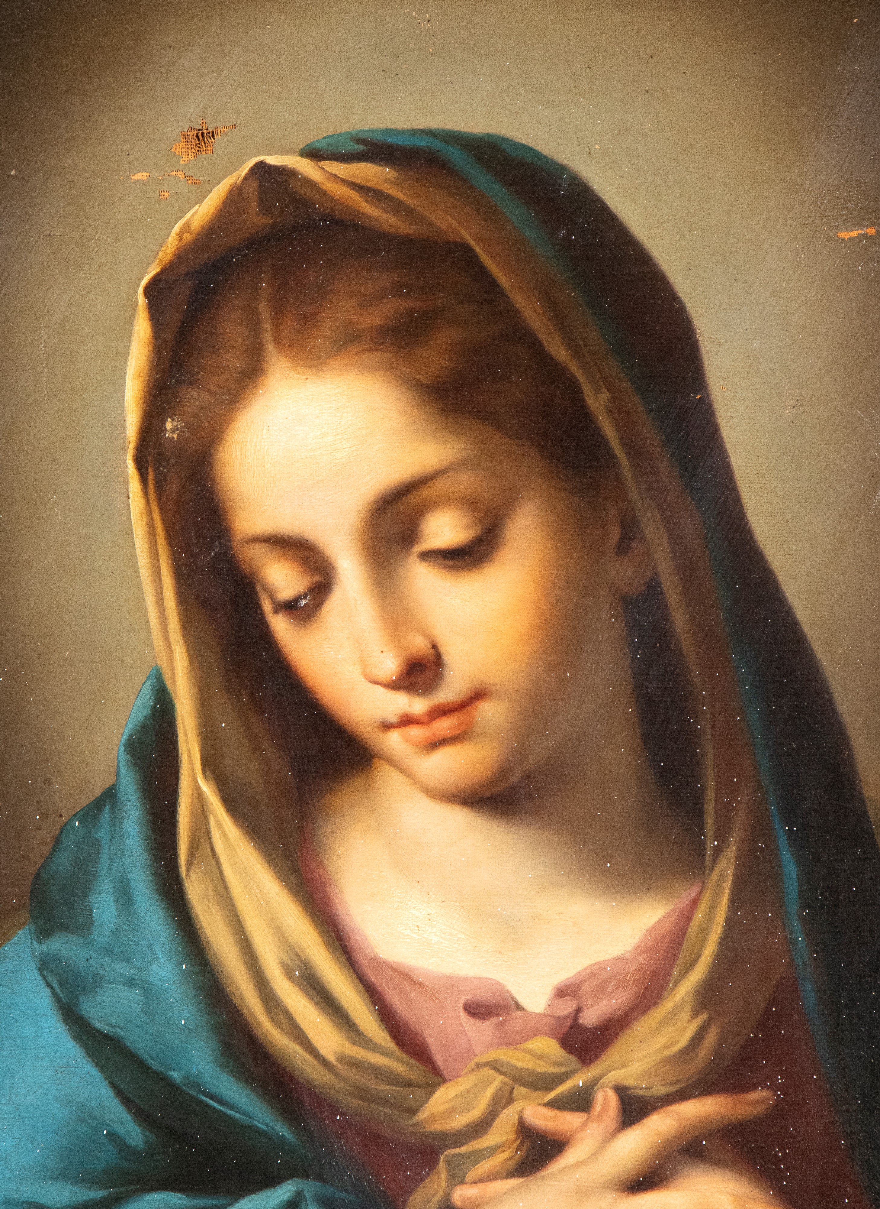 Artista Attivo a Roma, XVIII Secolo - Madonna orante, olio su tela